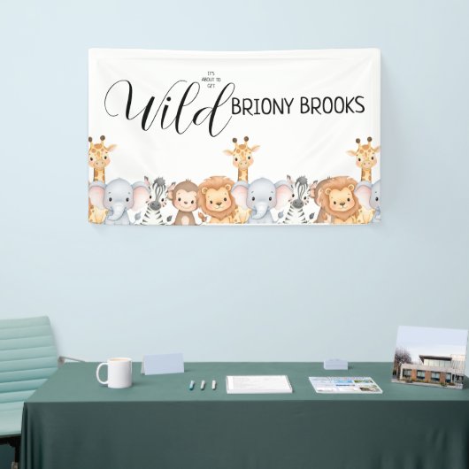Jungle Safari "It's About To Get Wild" Baby Shower Banner (Messeveranstaltung)