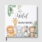 Jungle Safari "It's About To Get Wild" Baby Shower Gästebuch (Vorderseite)