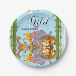 Jungle Safari "It's About To Get Wild" Baby Shower Pappteller