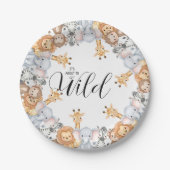 Jungle Safari "It's About To Get Wild" Baby Shower Pappteller (Vorderseite)