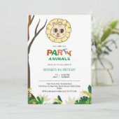 Jungle Safari Lion Themenabend Kindergeburtstag Einladung (Stehend Vorderseite)