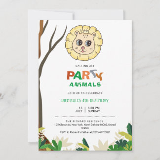 Jungle Safari Lion Themenabend Kindergeburtstag Einladung