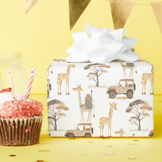 Jungle Safari mit Giraffen Geburtstagsparty Geschenkpapier (Geburtstagsparty)