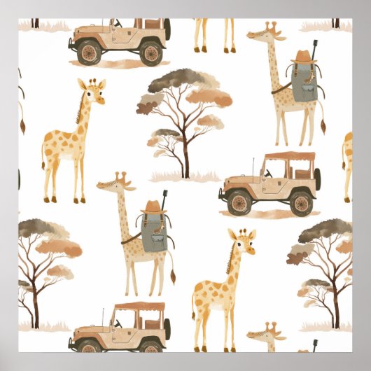 Jungle Safari mit Giraffen-Kinderzimmer-Muster Poster (Vorne)