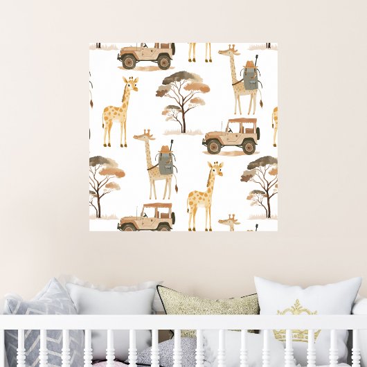 Jungle Safari mit Giraffen-Kinderzimmer-Muster Poster