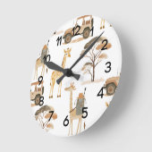 Jungle Safari mit Giraffen-Kinderzimmer-Muster Runde Wanduhr (Winkel)