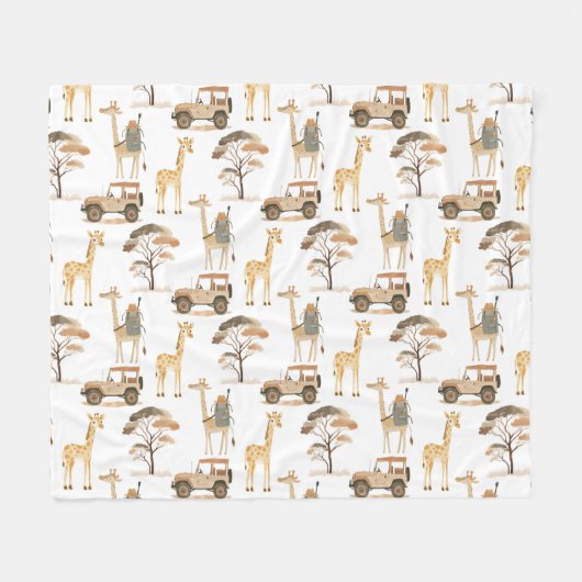 Jungle Safari mit Giraffen Kinderzimmer Pattern Ki Fleecedecke (Vorderseite (Horizontal))