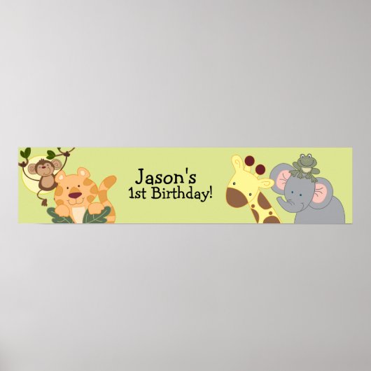 JUNGLE SAFARI Monkey Birthday Banner Poster (Vorne)