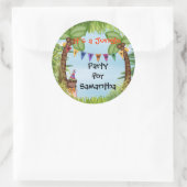 Jungle Safari Monkey Geburtstagsticker Runder Aufkleber (Tasche)