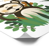 JUNGLE SAFARI MONKEY, ZEBRA & GIRAFFE ART POSTER (Ecke)