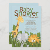 Jungle Safari Neutral Baby Dusche Einladung (Vorne/Hinten)