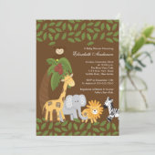 Jungle Safari Neutral Baby Dusche Einladung (Stehend Vorderseite)