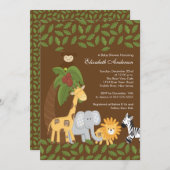 Jungle Safari Neutral Baby Dusche Einladung (Vorne/Hinten)