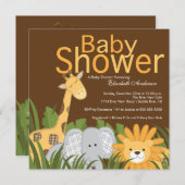Jungle Safari Neutral Baby Dusche Einladung (Vorne/Hinten)