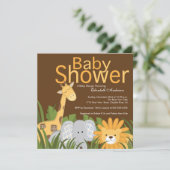 Jungle Safari Neutral Baby Dusche Einladung (Stehend Vorderseite)