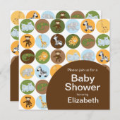 Jungle Safari Neutral Baby Dusche Einladung (Vorne/Hinten)