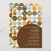 Jungle Safari Neutral Baby Dusche Einladung (Vorne/Hinten)