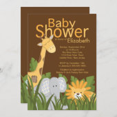 Jungle Safari Neutral Baby Dusche Einladung (Vorne/Hinten)