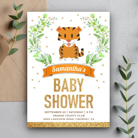 Jungle Safari Niedlich Tiger Baby Dusche Einladung