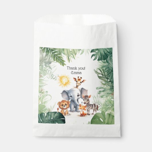 Jungle Safari niedliche Kleintiere Kinder Party Th Geschenktütchen (Vorderseite)