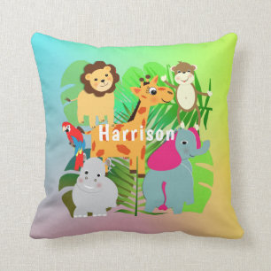 Jungle Safari Niedlichen Tiere Kinder Personalisie Kissen