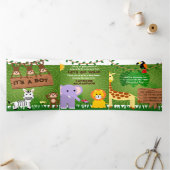 Jungle Safari Niedlicher Tiere Wild One Baby Dusch Dreifach Gefaltete Einladung (Innenseite)