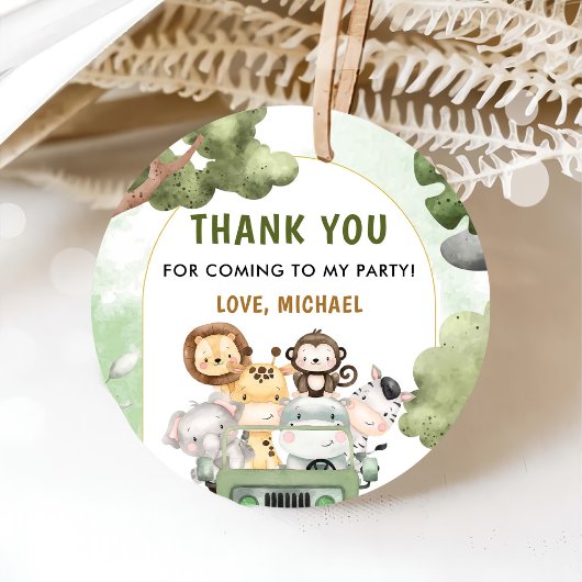 Jungle Safari Party Tiere 1. Geburtstag Geschenkanhänger