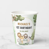 Jungle Safari Party Tiere 1. Geburtstag Pappbecher (Vorderseite)