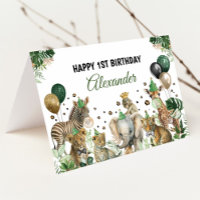 Jungle Safari Party Tiere Happy Birthday Card