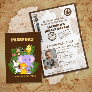 Jungle Safari Passport Kindergeburtstag Einladung