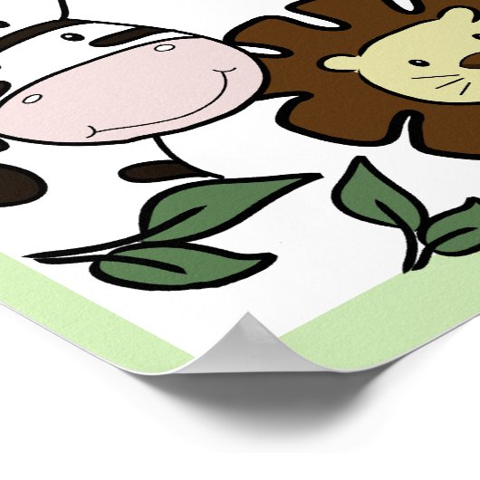 JUNGLE SAFARI PRINT Baby Zoo Animals Poster (Ecke)