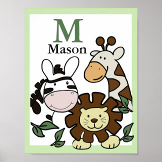JUNGLE SAFARI PRINT Baby Zoo Animals Poster