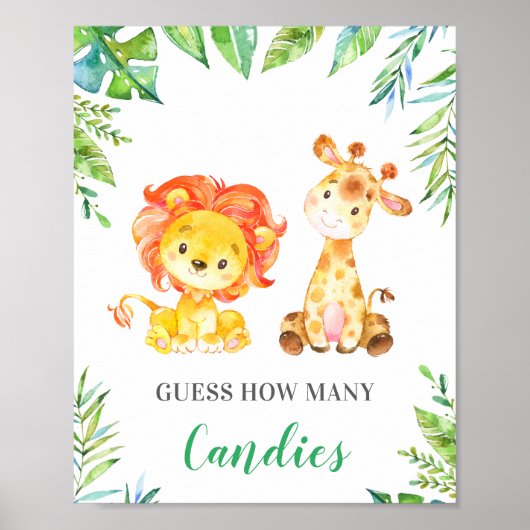 Jungle Safari rät wie viele Candies Baby Dusche Poster (Vorne)