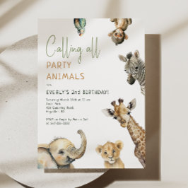 Jungle Safari "Rufen Sie alle Party Tiere zum Gebu Einladung