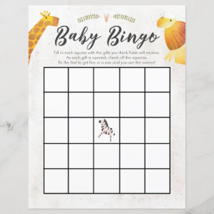 Jungle & Safari Thema Baby Bingo Baby Showspiel