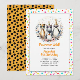 Jungle Safari Tier "Fourever Wild" 4. Geburtstag Einladung