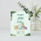 Jungle Safari Tiere Budget Foto Geburtstag Einladu (Stehend Vorderseite)