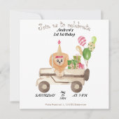 Jungle Safari Tiere Einladung Geburtstagsparty (Vorderseite)