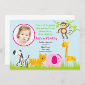 Jungle Safari Tiere Einladungen zum Geburtstag (Vorne/Hinten)