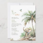 Jungle Safari Tiere | Es ist ein Mädchen! Babydusc Einladung (Vorderseite)