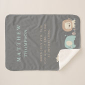 Jungle Safari Tiere Geburtsankündigung Sherpadecke (Vorderseite (Horizontal))