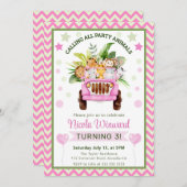 Jungle Safari Tiere Geburtstag Einladung (Vorne/Hinten)