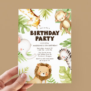 Jungle Safari Tiere Geburtstagsparty Einladung