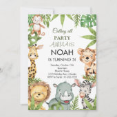 Jungle Safari Tiere Geburtstagsparty Einladung (Vorderseite)