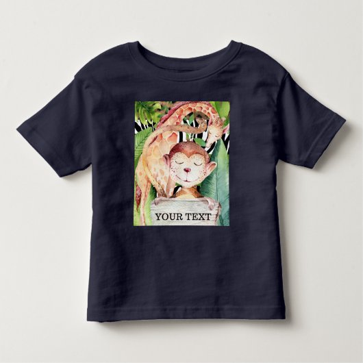 Jungle Safari Tiere Giraffe Affe Personalisiert Kleinkind T-shirt (Vorderseite)