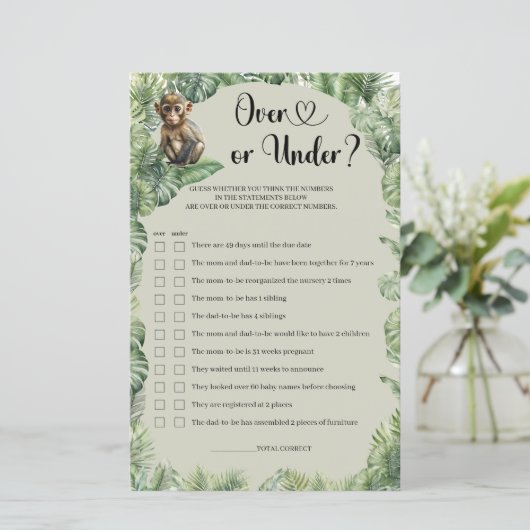 Jungle Safari Tiere Grün über oder unter Spiel (Stehend Vorderseite)