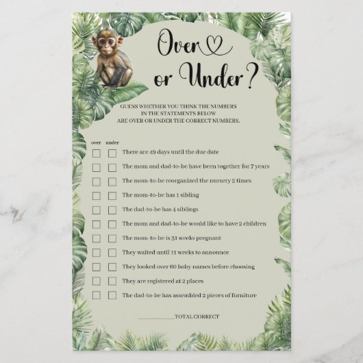 Jungle Safari Tiere Grün über oder unter Spiel (Vorderseite)