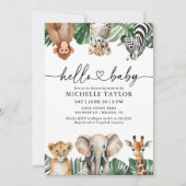 Jungle Safari Tiere Grüne Kinderdusche Einladung (Vorderseite)