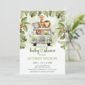 Jungle Safari Tiere im Auto Einladung (Stehend Vorderseite)