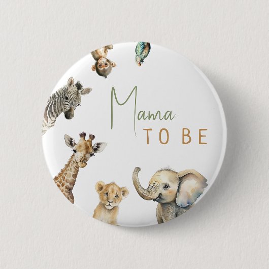 Jungle Safari-Tiere Mama als Kinderdusche Button (Vorderseite)